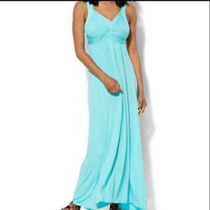 NY & Company Baby Blue Grecian maxi dress xs